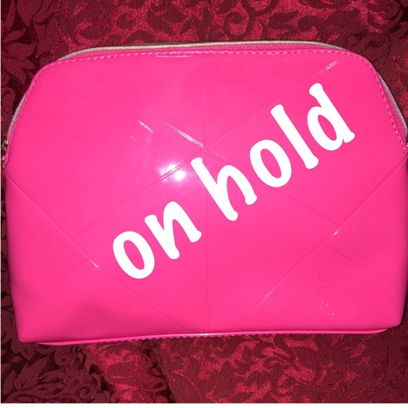 YSL Yves Saint Laurent parfums hot pink cosmetic bag